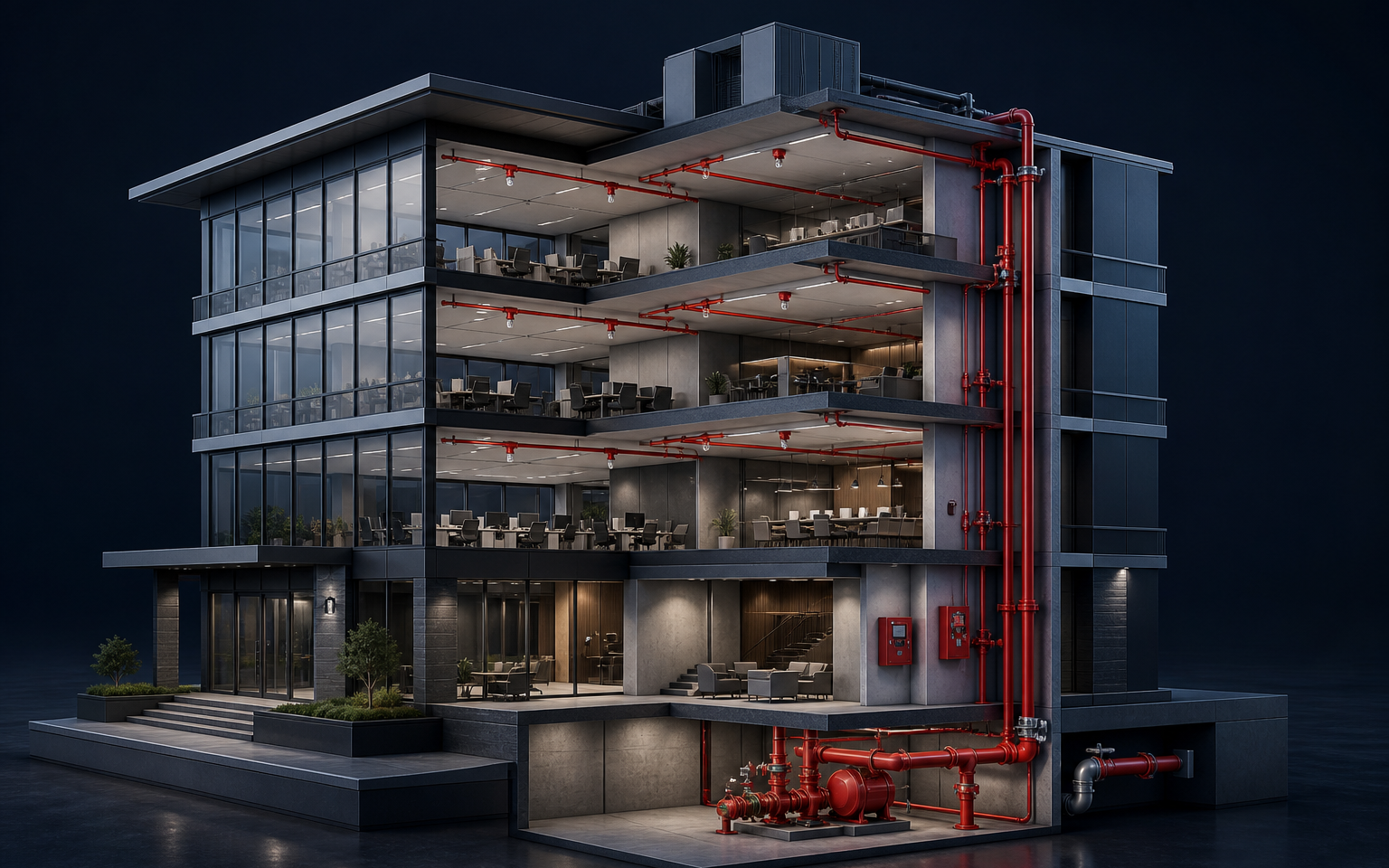 Integrated fire protection ecosystem for a modern building