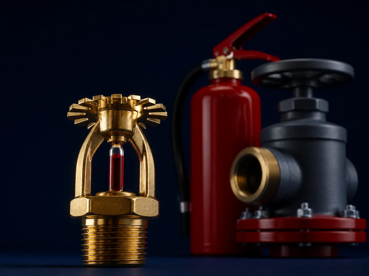 Close view of precision fire sprinkler and suppression equipment